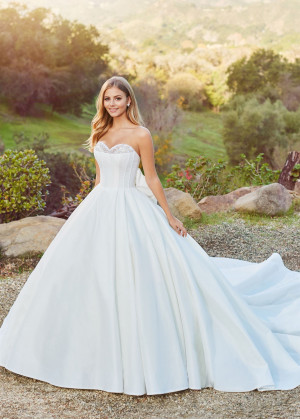 Beaded Sweetheart Neck Strapless Silky Shantung Wedding Dress